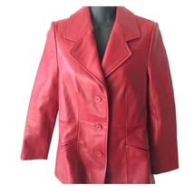Nordstrom Red Lambskin Leather Buttery SOFT Blazer Coat Size Petite Xsma... - $199.99