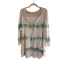 POL Size Oversized Waffle Knit Mixed Media Tunic Tie Dye Dolman Henley B... - $19.99