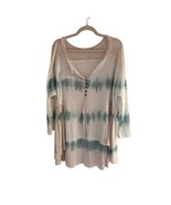 POL Size Oversized Waffle Knit Mixed Media Tunic Tie Dye Dolman Henley B... - $368.02 MXN
