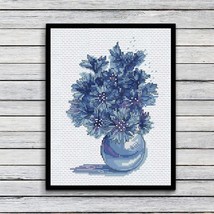 Cornflowers Cross Stitch bouquet pattern pdf - Field flowers Cross Stitch Blue - $7.99