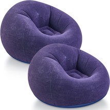 Bean Bag Chairs Inflatable Camping Chairs Inflatable Lazy Sofa Blow, Blue,2 Pcs - £39.55 GBP