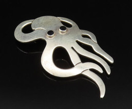MEXICO 925 Silver - Vintage Octopus With Inlaid Onyx Eyes Brooch Pin - B... - $81.76