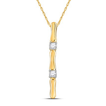 10kt Yellow Gold Womens Round Diamond Vertical Bar Necklace 1/10 Cttw - £222.38 GBP