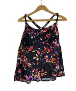 Merona Swimsuit Tankini Top Swimwear Bathing Suit Black Floral Strappy B... - $54.33 CAD
