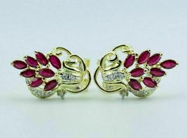 1.43CT Corte Marquesa Rubí Rojo Boda Gota / Colgante Earrings14K Oro Amarillo - £85.71 GBP