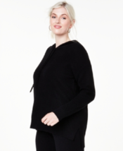 New Charters Club Black 100% Cashmere Thermal Hoodie Sweater Size 1X Women - £84.91 GBP