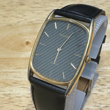 Vintage Pulsar Quartz Watch V320-5320 Gold Tone Thin Barrel Leather New Battery - £22.40 GBP