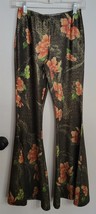 Womens XS Traffic People Gold Metallic Multicolor Floral Black Bellbotto... - $8.91