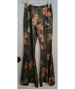 Womens XS Traffic People Gold Metallic Multicolor Floral Black Bellbotto... - €7,64 EUR