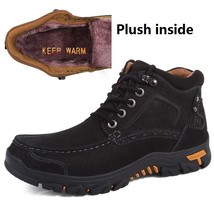New Plush Super Warm Men&#39;s Winter Shoes Cow Leather Ankle Boots for Men Winter S - £97.06 GBP