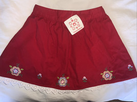 Hanna Andersson Red Eyelet Lace Embroidered Vintage Skirt 110 Size 5 NWTs - $19.79