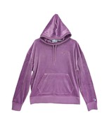 Champion Women&#39;s L Purple Velour Hoodie Sweatshirt, Logo, Pockets, Y2K R... - $31.75 CAD