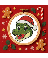 Crocodile in a Christmas hat - Cross-stitch pattern PDF - Instant download - $5.00