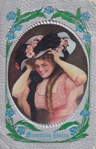 Something Doing Lady Large Hat 1912 Postcard D46 - $2.99