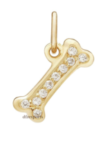14K Real Solid Gold Diamond Dog Bone Charm Pendant Gold Tag Charm Pendant Gifts. - £104.99 GBP