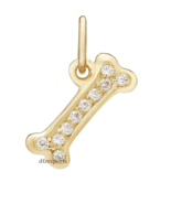 14K Real Solid Gold Diamond Dog Bone Charm Pendant Gold Tag Charm Pendan... - £105.60 GBP