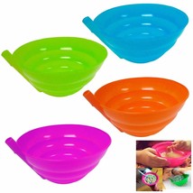 4 Cereal Bowls Kids Built In Straw Bpa Free Sip-A-Bowl Sippy Soup Food Dish - £16.43 GBP