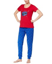 allbrand365 designer Womens Super Mom Pajama Set Size Medium Color Red/Blue - £34.91 GBP