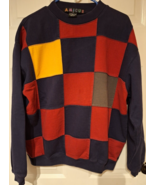 Vintage Amicus Multicolored Colorblock Sweatshirt Sz M 90s Made in USA - $24.25