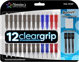 12 Pack Of Assorted Colors Cleargrip Mechanical Pencil Starter Set 0.7Mm - $26.95