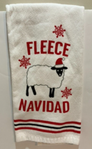 Casaba Christmas Kitchen Towel Fleece Navidad Lamb White Red Black 26x 17 - $8.87