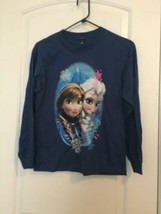  Disney Frozen Girls T-Shirt Anna &amp; Elsa Sisters Forever Size Medium Blue - £24.53 GBP