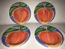 Bella Ceramica Set of 4 Luncheon Salad Sandwich Plates Apple Fruit EUC 9” - $39.99