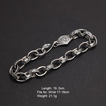 Hand Hammered 925 Sterling Silver Skull Bracelet For Men and Women Eagle Clasp B - £92.48 GBP