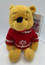Winnie The Pooh Disney Store Mini Bean Bag Snowflake Sweater Plush with Tag - $3.79