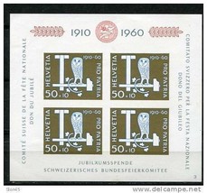 Switzerland 1960 Sheet Sc B297 Mi Block 17 MNH Cv 40 euro - £15.27 GBP