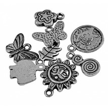 Vintage Metal Look Acrylic Plastic Charms Lot of 25 pcs for Jewellery an... - $2.48