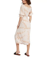 Roxy Evening Delight Midi Dress in Toast Palm Tree Dreams Tie Front Size... - $24.83 CAD