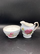 Paragon Cream and Sugar lavender bone china, gold rims, pink, green floral VTG - £23.87 GBP
