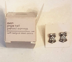 Avon Jingle Bell Pierced Earrings Surgical Steel Posts VTG 1990 in Box Holiday - £9.58 GBP