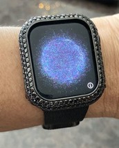 Bling Apple Watch Series 7/8 Bezel Face Case Bumper Zirconia Diamond Black 41 mm - £76.10 GBP