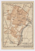 1906 Antique City Map Of STRATFORD-UPON-AVON / ON-AVON / Warwickshire / England - $25.43