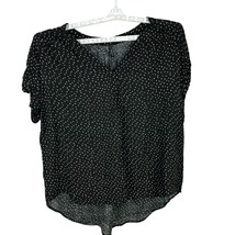 Maurices Womens Black &amp; White Polka Dot V-Neck Blouse Size XL 100% Rayon - $18.50