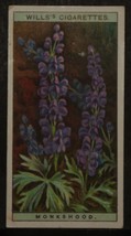 VINTAGE WILLS CIGARETTE CARDS WILD FLOWERS MONKSHOOD No # 23 NUMBER X1 b16 - £1.37 GBP