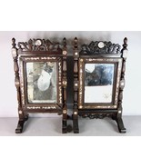 Pair of Vintage Antique Chinese Vanity Mirrors W/ Mop Inlay E848 - £155.69 GBP