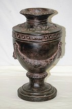 Vintage Classic Style Art Pottery Urn Vase w Laurel Draped Designs Mantel Shelf - £39.41 GBP