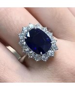 6.50 Ct Lab Created Sapphire &amp; Moissanite 14K White Gold Plated Engageme... - $150.62