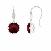 Authenticity Guarantee 
ANGARA Round Garnet Fish Hook Earrings with Diamond A... - £418.93 GBP