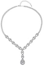 Rhinestone Crystal Silver Wedding Bridal Bridesmaids Jewelry Necklace - £8.69 GBP