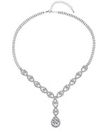 Rhinestone Crystal Silver Wedding Bridal Bridesmaids Jewelry Necklace - £8.71 GBP