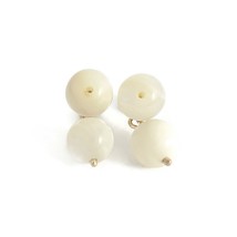 Vintage 1950&#39;s White Lucite Ball Dangle Drop Earrings 14K Yellow Gold, 4... - £232.05 GBP