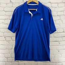 Adidas Blue Polo Shirt Mens Sz M White Stripes Athletic - $14.84