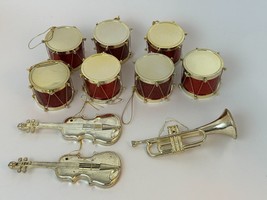 Christmas Tree Ornaments Musical Instruments Lot Of 10 - £9.43 GBP
