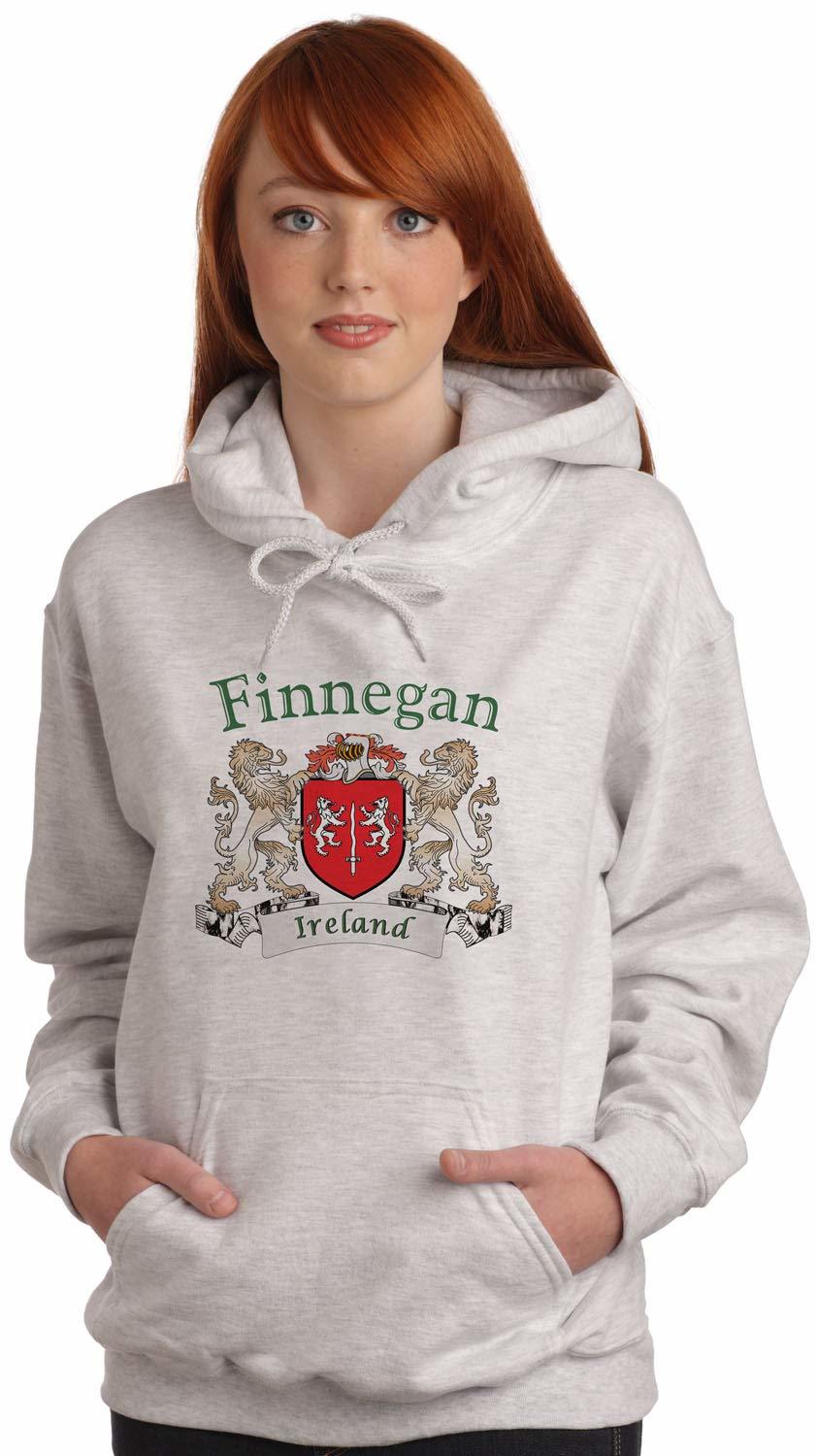 Finnegan Irish Coat of Arms Ash Hooded Sweat shirt - $35.28