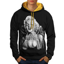 Wellcoda Angel Woman Star Mens Contrast Hoodie,  Casual Jumper - £30.95 GBP