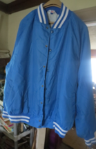 Vintage Size M WEST ARK Blue Satin Bomber Snap Button Jacket Made In USA - $27.69